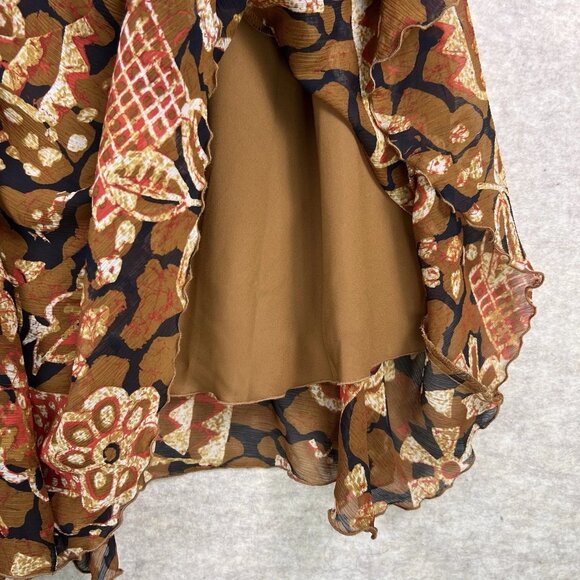 VTG Bohemian Maxi Skirt Women’s 10 Brown Abstract Ethnic Print Festival Hippie - Picture 8 of 9